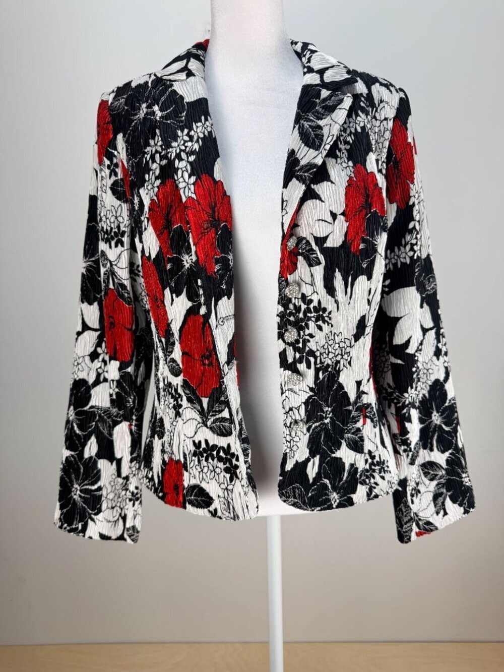 Jackie Jon Womens Floral Print Blazer Jacket Multicolor Size 6 Long Sleeve - Picture 5 of 13